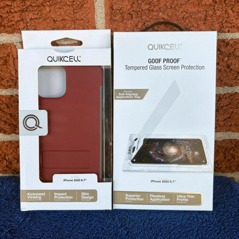 Quikcell iPhone 12 Pro Max Red Kickstand Case + Glass Screen Protector*